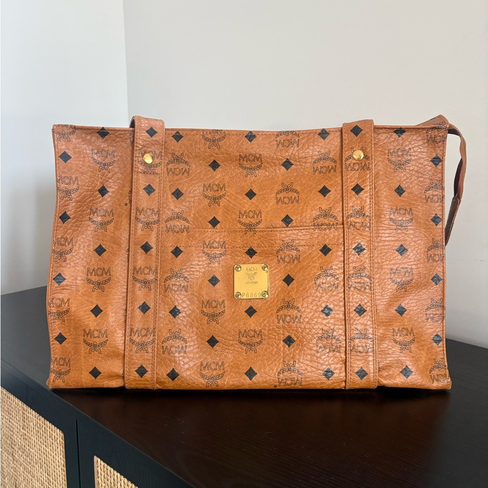 Vintage MCM Tan Monogram Tote
